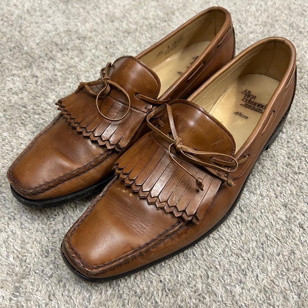 Allen Edmonds Alton Loafers 10.5‎ D Brown Leather Kiltie Tassel Fringe 46962